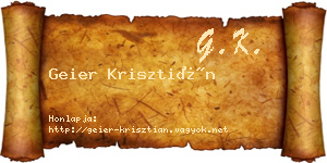 Geier Krisztián névjegykártya